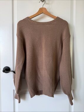 Vici Cozy Scoopneck Backless Sweater with Knit Tie